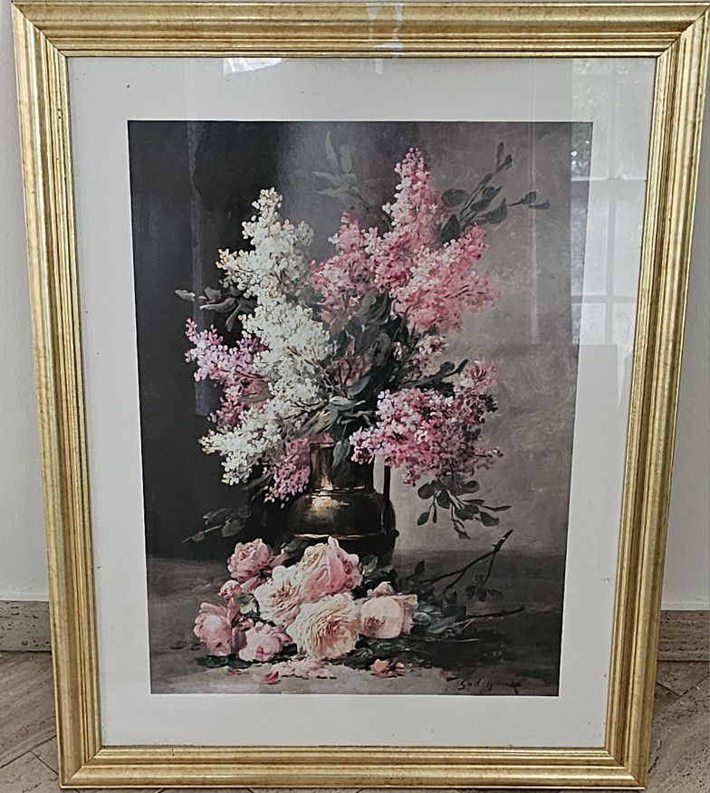 Floral art print with the frame