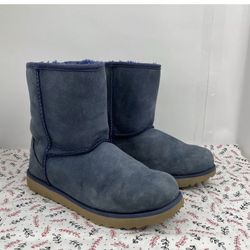 UGG Classic Short II Navy Suede Fur Boots Womens Size 5 Free Shipping