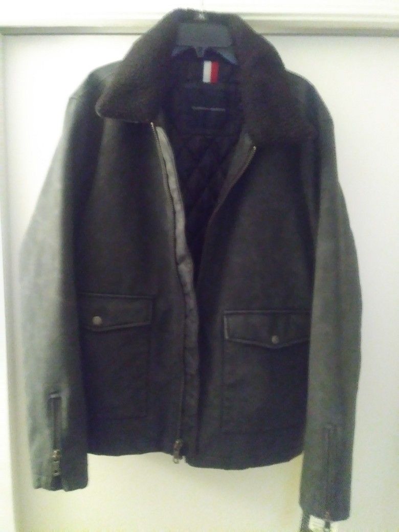 NEW! Tommy Hilfiger Faux Leather Sherpa Collar Moto Jacket Size XXL