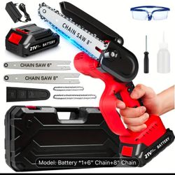 Cordless Mini Chainsaw 6/8 Inch, Small Chainsaws Battery Powered, Electric Saws with Security Lock, Super Handheld Rechargeable Chain Saw for Wood/Tre