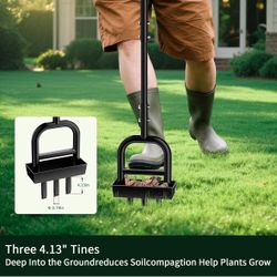 41" Manual Grass Lawn Aerator Coring Tool, with Stainless Steel Soil Core