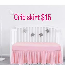 Pink Crib Skirt, Nursery Decor, Nursery Bedding