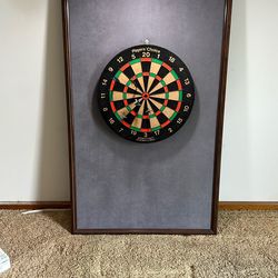 All In 1 - Sportscraft Dart Board - Backer / Frame / Light ! Ready To Hang