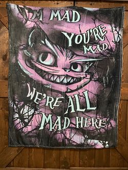 BRAND NEW , Cheshire Cat Alice in Wonderland Fleece Blanket