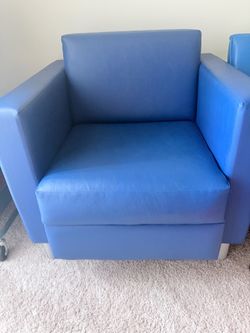 2 Blue faux leather couch