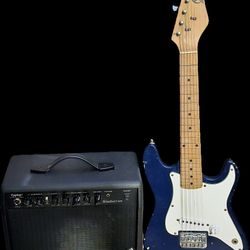 Hondo 1/2 Size Mini Strat Electric Guitar And Amplifier 