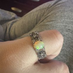 Natural Opal Ring With 14k Chocolate Diamonds
