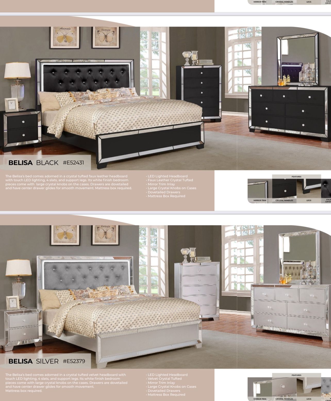 4-Pc Bedroom Set Queen Bed ,Dresser,Mirror, Nightstand #1 (Not Including mattress and box)