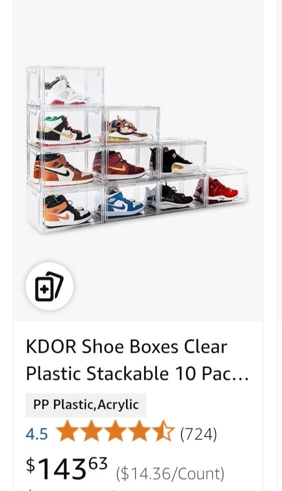 KDOR Shoe Boxes Clear Plastic Stackable