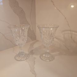 St. George Crystal Set of 2 Hurricane Candle Holders 