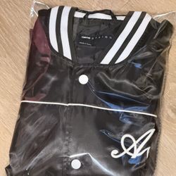 Classics satin varsity bomber jacket in black