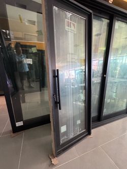 Black glass door 34x95 aluminum clad