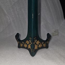 Plate Holder Green W/ Gold Flowers 