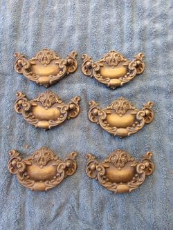6- 1998 Vintage ORNATE DRAWER PULLS