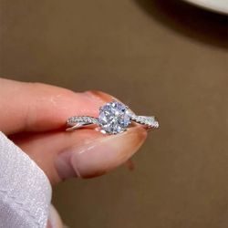 1 Carat Mossinate Ring Certified In Sterling Silver 