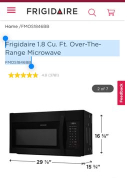 Frigidaire 1.8 Cu. Ft. Over-The-Range Microwave FMOS1846BB