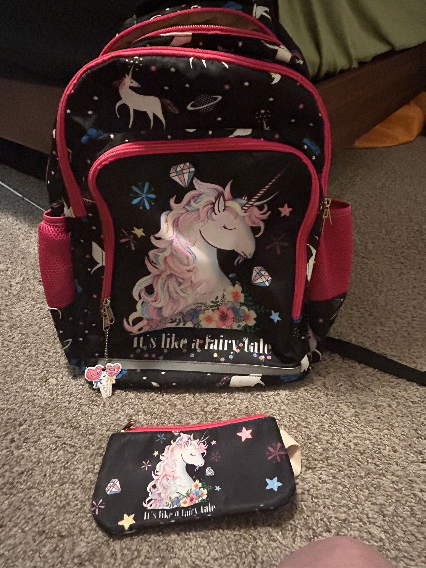 Girls Unicorn Backpack W/Case