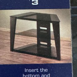 TV Stand 3 Level Glass Shelves Trapezoid Shape 