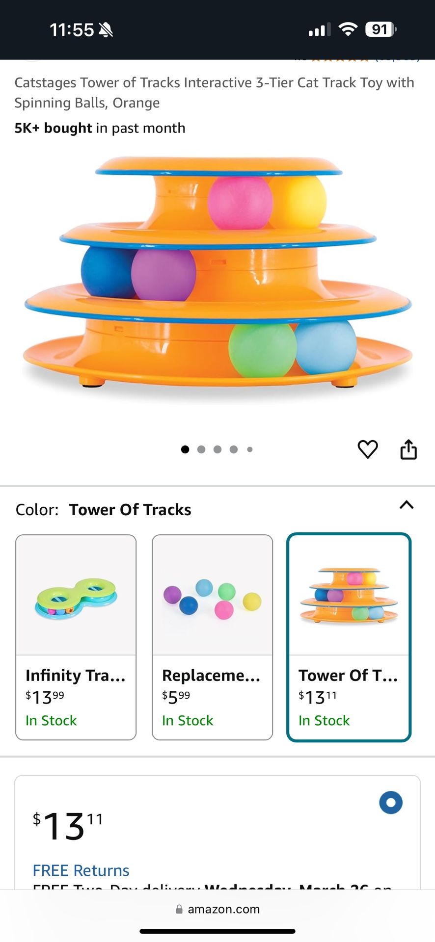 Cat toy 3-tier roller