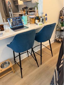 Blue Velvet Counter Stools