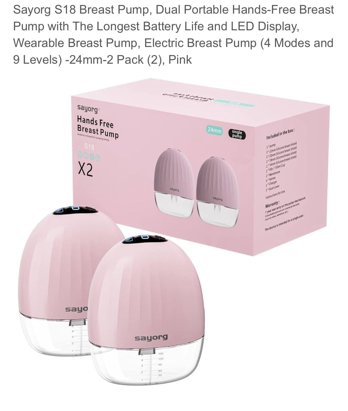 Breast Pump, Dual Portable Hands-Free Breast Pump with The Longest Battery Life and LED Display, Wearable Breast Pump, Electric Breast Pump (4 Modes a