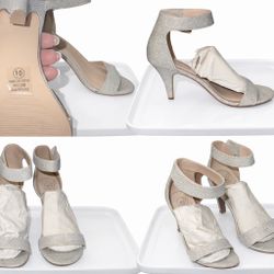 Silver Sequin Wedding Heels – Size 10 – NEW 