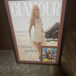 AUTHENTIC Signed Christina Aguilera Maxim + Museum Glass Archival Frame