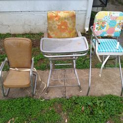 3 Vintage Antique Children's High Chair Make Me An Offer