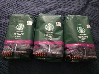 (3) New Starbucks coffee beans French roast dark roast 28oz eaxh