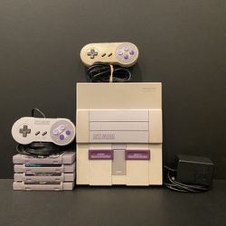 Original Authentic SNES Console Bundle Cables 2 Controllers Games Lot Super Working