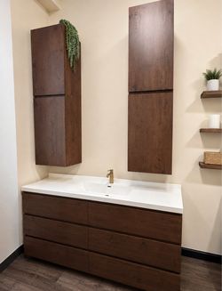 Bathroom sink with cabinets