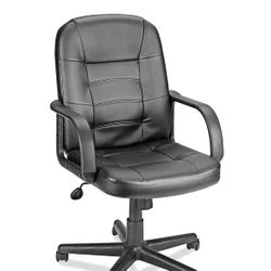 Black Leather Office Chair with Armrests - Unopened Box
