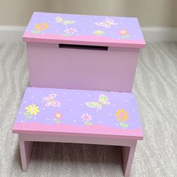 hand-painted wooden step stool for children