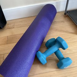 Yoga Mat And 5 Lb Weights
