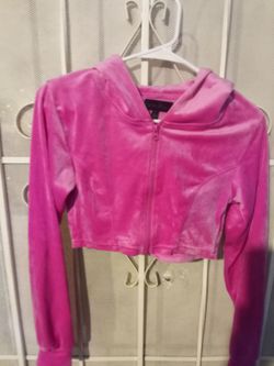 Pink cropped zipper sweater