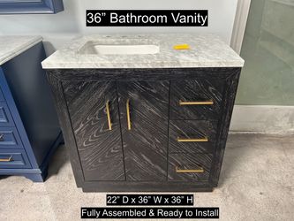 36" Bathroom Vanity with Carrara Marble Countertop & Solid Wood & Plywood Cabinet #3547