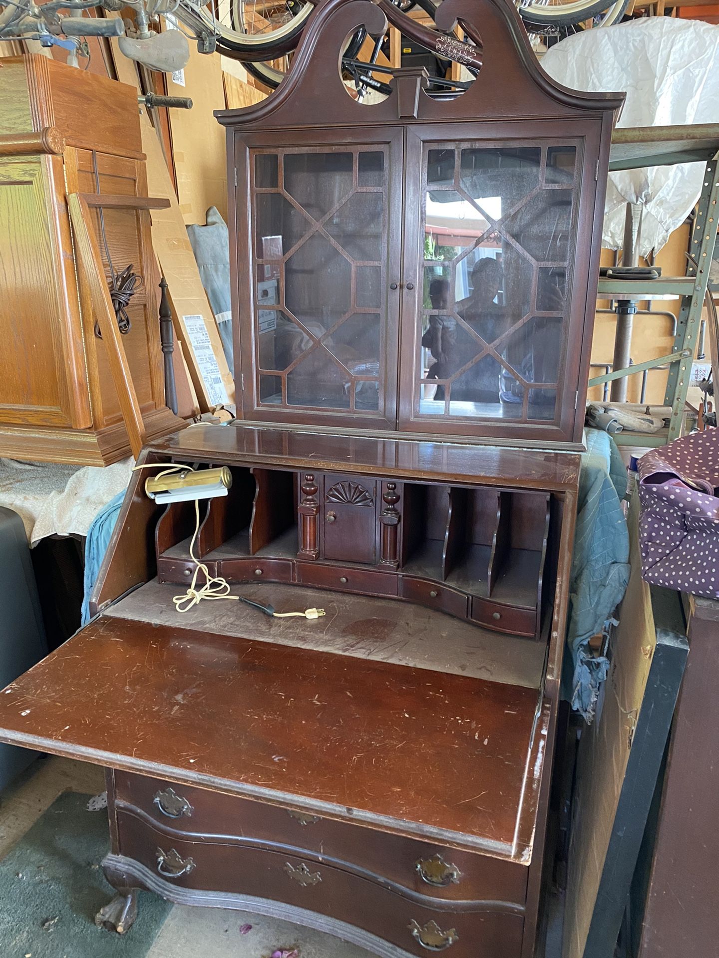Mahogany secretary hutch