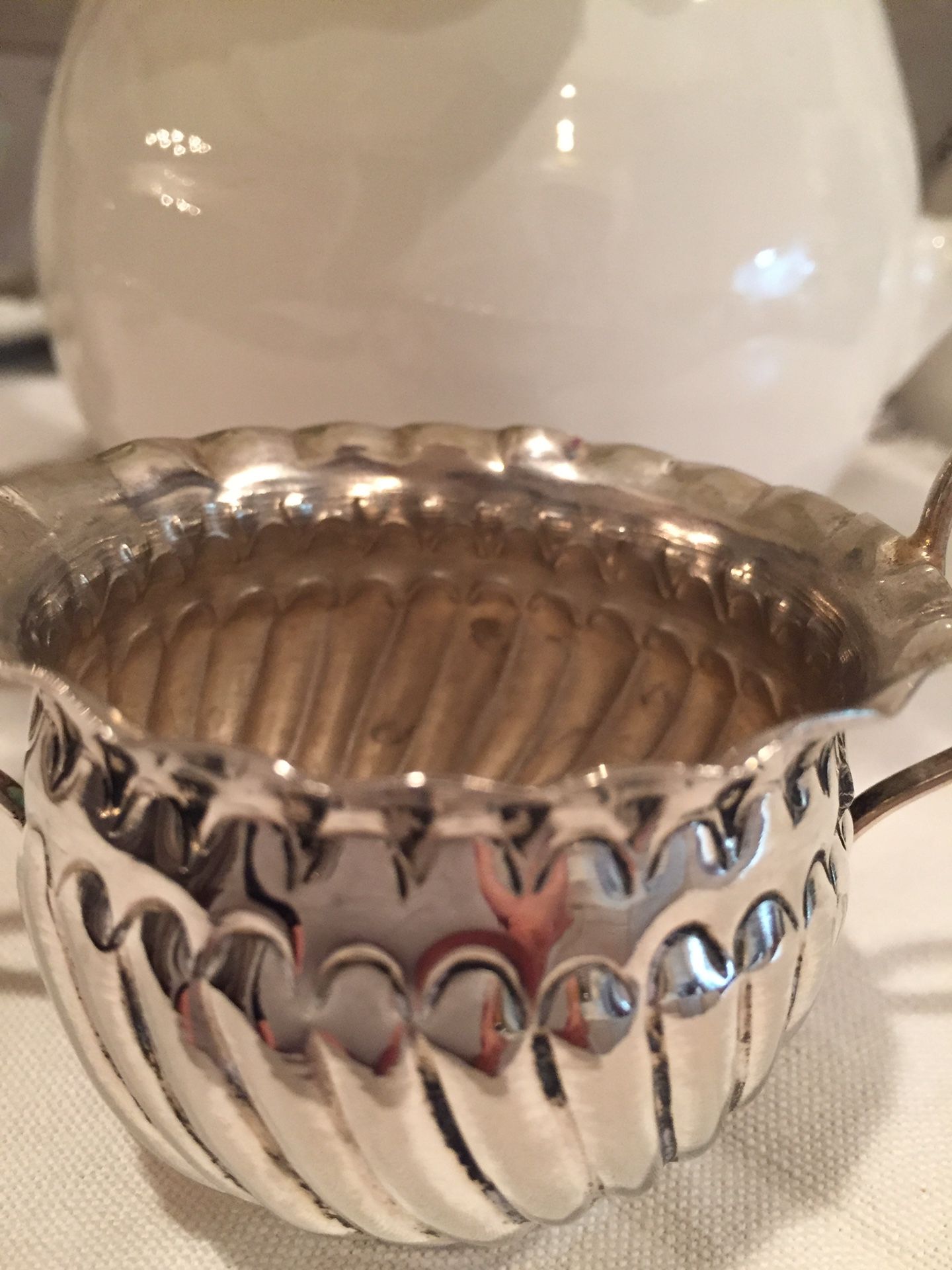 Vintage Silverplate 3 Fancy Designed Creamers Pitchers and 1 Sugar Bowl