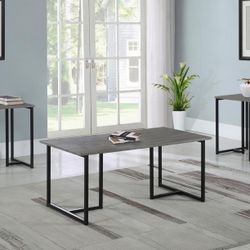 Nyla 3 Pc Engineered Wood Coffee Table Set Weathered Grey