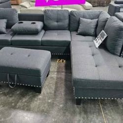 BRAND NEW 3PCS SECTIONAL SOFA SET WITH OTTOMAN AND ACCENT PILOWS INCLUDED $379