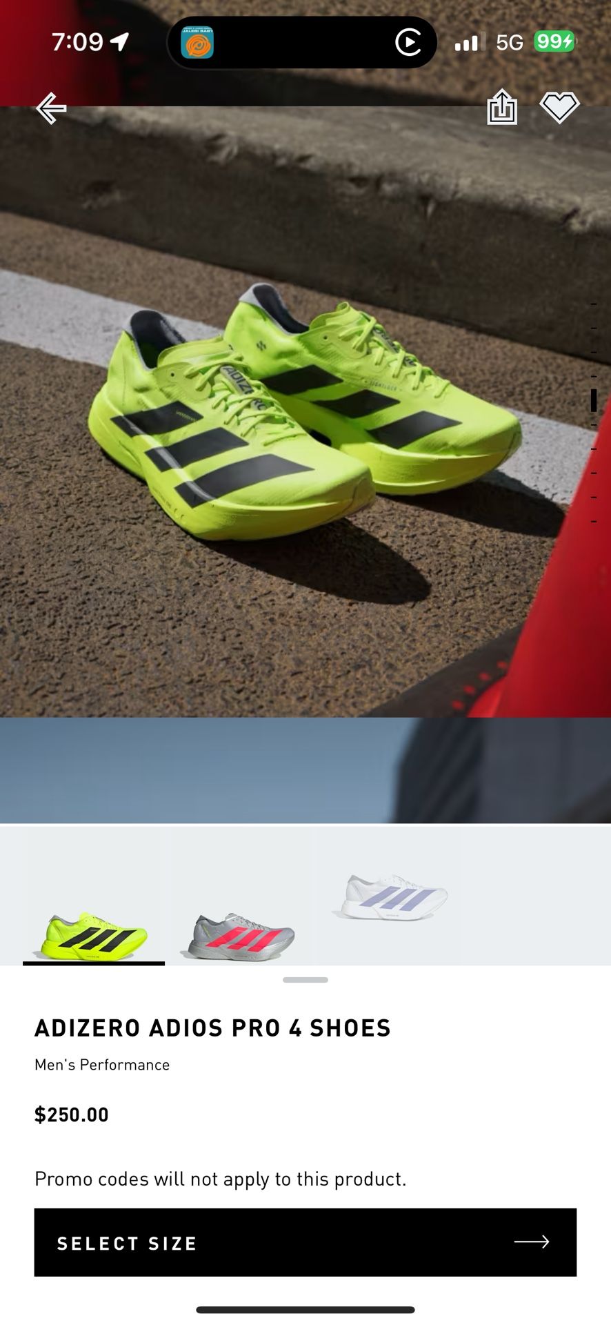 ADIZERO ADIOS PRO 4 SHOES All Size Available