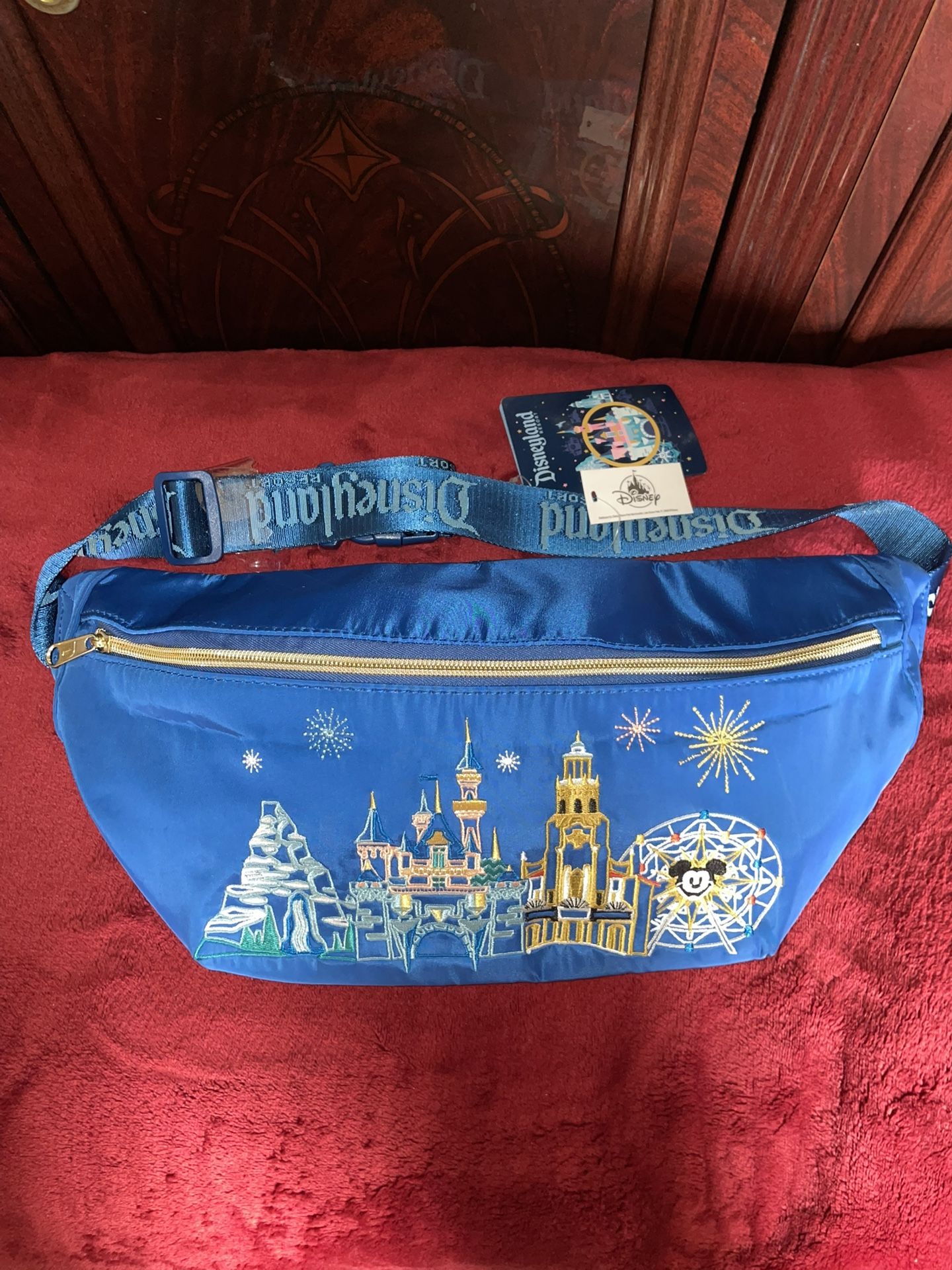 Disney Parks Disneyland Icons embroidered blue fanny pack belt bag