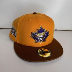 Size 7 1/2 New era Toronto blue jays side patch fitted hat orange brown purple Fashion Streetwear City Cap Supreme Dunk Sb Hype Air Force Max Assc Fog
