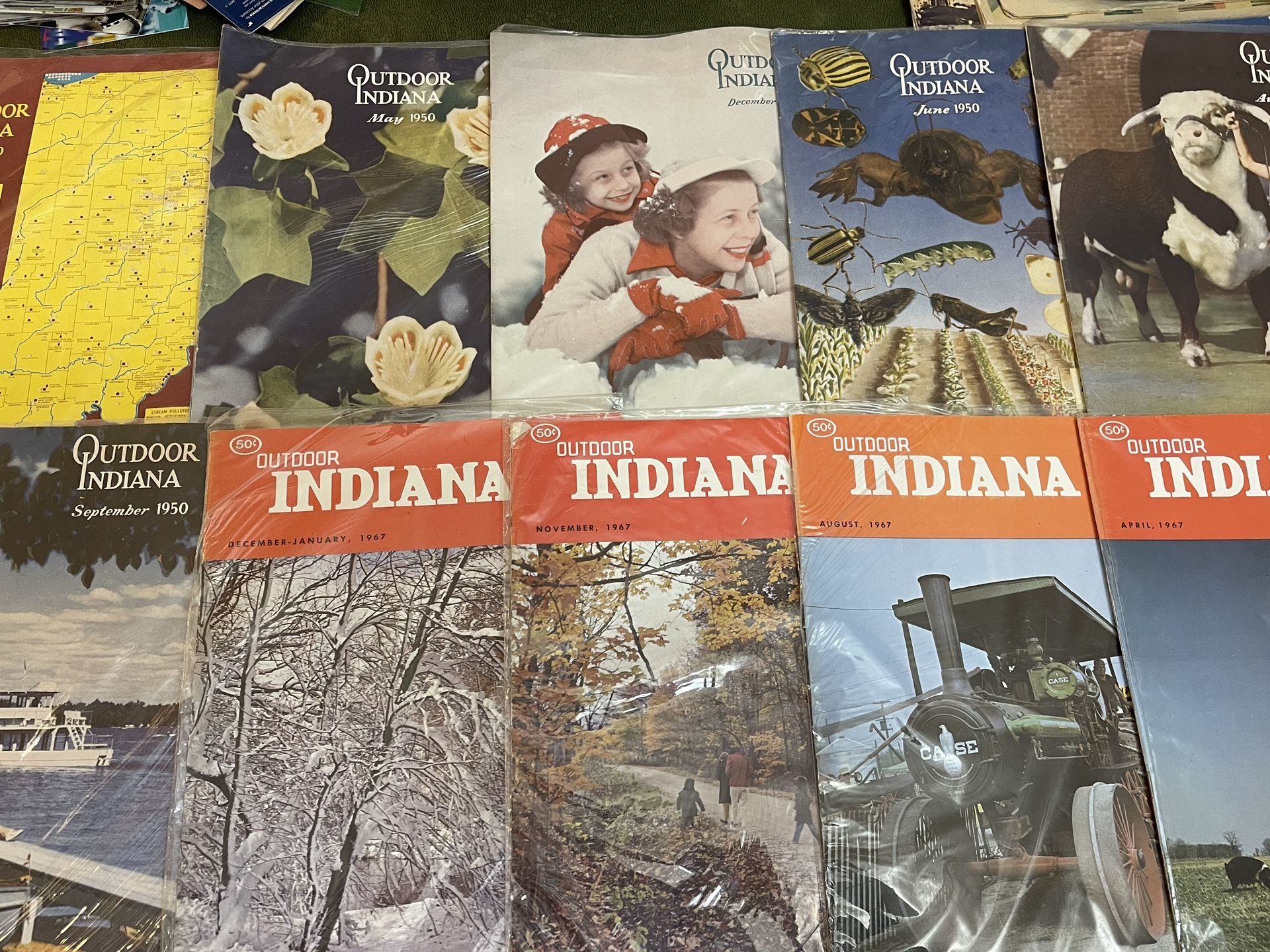 Lot Of 6 1950 & 4 1967 Outdoor Indiana Magazines