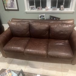 (2) Genuine Leather Sofas