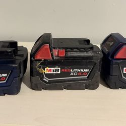 Milwaukee M18 5.0 Battery Batteries X3 