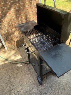 Black Charcoal Grill with Side Shelves