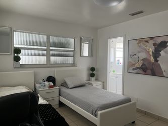 Twin White Leather Beds Metal Frame  