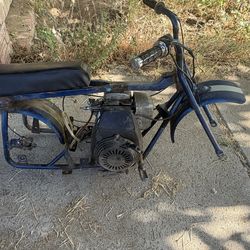 Mini bike frame with engine