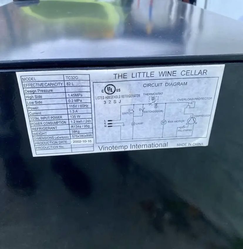 FREE! Vinotemp Bottle Cellar Refrigerator 32Bottle CapacityNOT